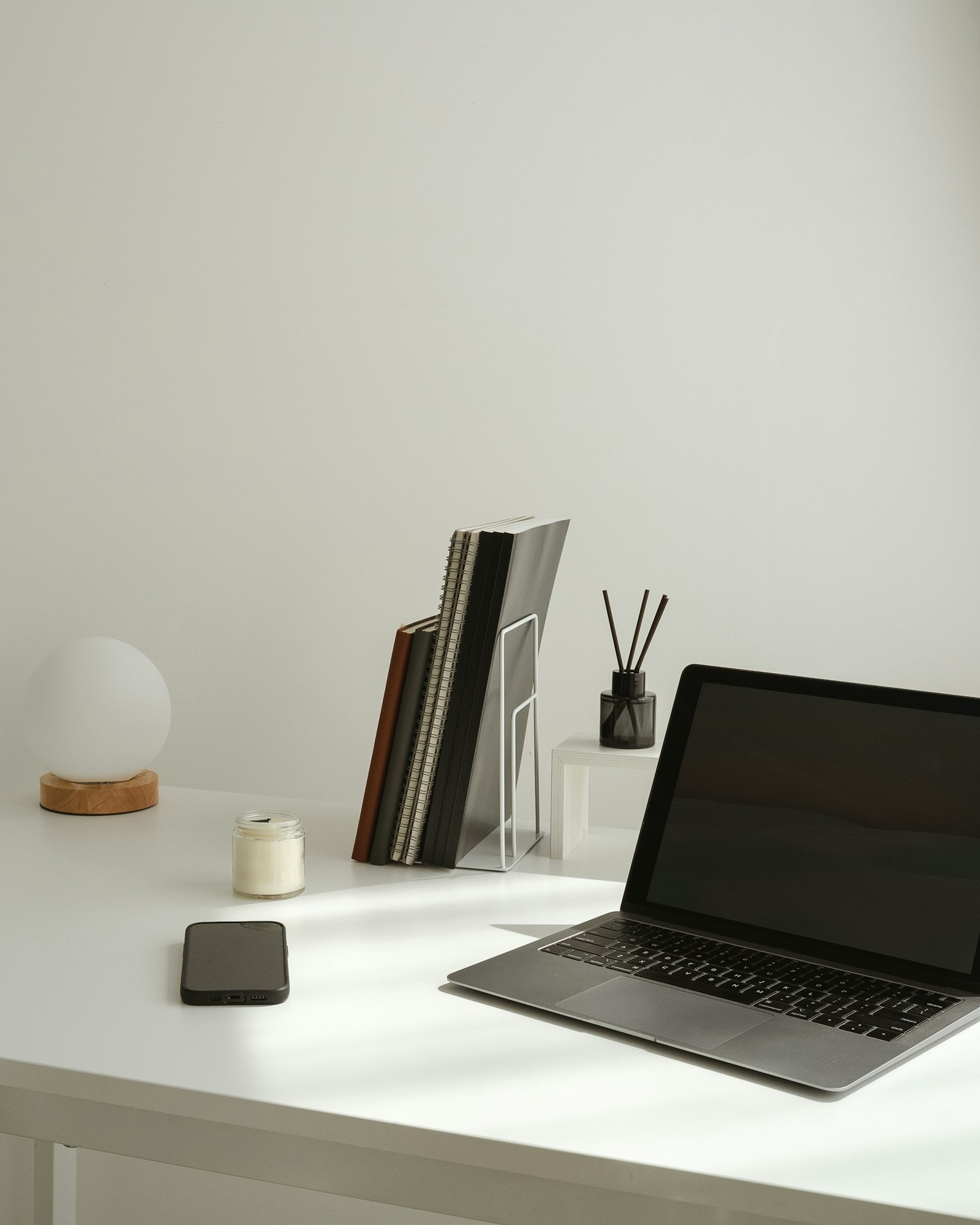 Minimal workspace with laptop